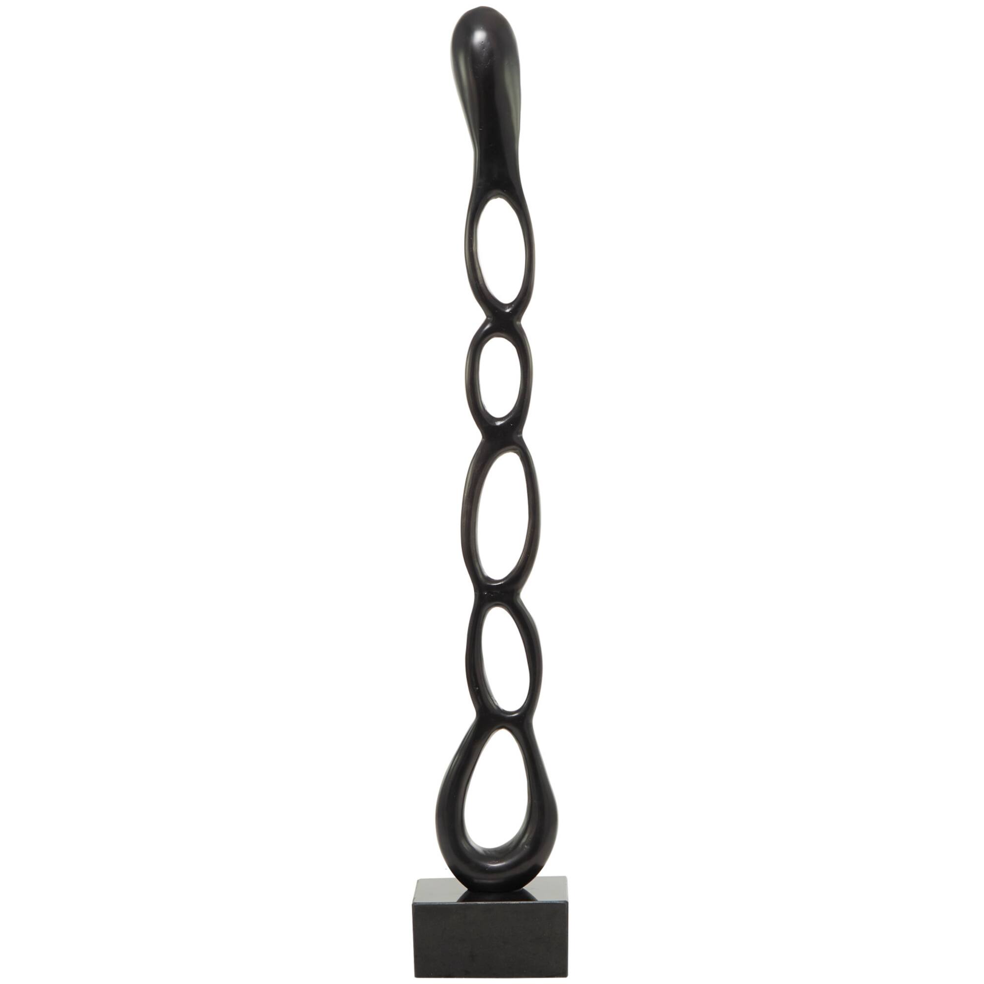 51" Aluminum Tall Linked Floor Abstract Sculpture with Black Base